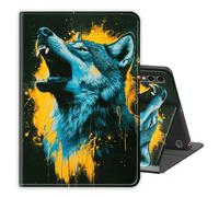 Case for Samsung Galaxy Tab A9 Plus/A9+11 Inch 2024,PU Leather Folio Multi-Angle Stand Cover w/Auto Wake/Sleep,Streaming & Typing for Samsung Tablet Sase,Wolf Howl Blue Orange