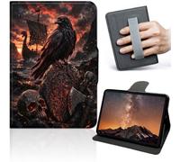 Case for Samsung Galaxy Tab S10+ 2024/Tab S9 FE+/S9+ 2023 12.4-Inch, 360° Rotating PU Leather Smart Cover with Auto Wake Sleep, Viking Crow Scene