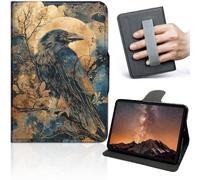 Case for Samsung Galaxy Tab S10+ 2024/Tab S9 FE+/S9+ 2023 12.4-Inch, 360° Rotating PU Leather Smart Cover with Auto Wake Sleep, Crow Perched Moon Background