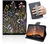 Case for Samsung Galaxy Tab S10+ 2024/Tab S9 FE+/S9+ 2023 12.4-Inch, 360° Rotating PU Leather Smart Cover with Auto Wake Sleep, Wildflower Garden On Black