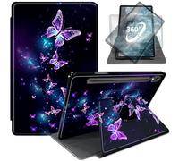 Case for Samsung Galaxy Tab S10 FE 10.9" 2025/S9 FE 10.9 Inch/S9 11 Inch 2023 with S Pen Holder,360 Degree Rotating Stand PU Leather Cover with Auto Wake/Sleep,Star Butterfly