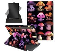 Case for Samsung Galaxy Tab S10 FE (2025)/Tab S9 FE 10.9''/Tab S9 11''(2023),360 Degree Rotating Swivel PU Leather Stand Flip Folio Tablet Cover with Auto Wake/Sleep,Cute Kawaii Mushrooms