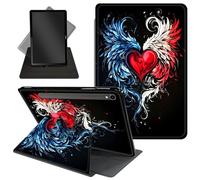 Case for Samsung Galaxy Tab S10 FE (2025)/Tab S9 FE 10.9''/Tab S9 11''(2023),360 Degree Rotating Swivel PU Leather Stand Flip Folio Tablet Cover with Auto Wake/Sleep,Red Heart Tattoo with Wings