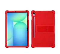 Case for Samsung Galaxy Tab S10 FE Plus 13.1 Inch 2025 (SM-X620/X626) Tablet with PC Kickstand, Soft Silicone, Washable, Thickened Corner Shockproof Case, Red