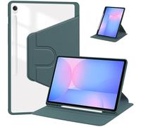 Case for Samsung Galaxy Tab S10 FE Plus，360° Rotation Multi-angle Stand Slim Cover PU leather + Transparent Acrylic case with Pen Holder and Support Tablet Wake Up/Sleep Function,Green