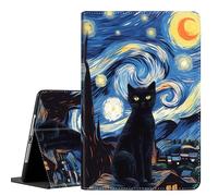 Case for Samsung Galaxy Tab S10 FE Plus 5G, Multi-Angle Stand Smart Cover Shockproof with Auto Wake/Sleep for Galaxy Tab S10 FE+ 13.1 Inch (SM-X620/SM-X626B) 2025 Tablet, The Starry Night Black Cat
