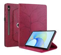 Case for Samsung Galaxy Tab S10 Lite/ S10 FE 2025/ S9 FE 10.9 Inch/ S9 11 Inch 2023 Cover |3D Embossed Leaf Vein| Shockproof Sturdy 360 Degree Swiveling Stand Cover - Red