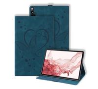 Case for Samsung Galaxy Tab S10 Lite/ S10 FE 2025/ S9 FE 10.9 Inch/ S9 11 Inch 2023 Shockproof with S-Pen Holder Love Heart Butterfly Stand Cover, Auto Wake/Sleep - Blue