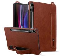 Case for Samsung Galaxy Tab S10 Lite/ S10 FE 2025/ S9 FE 10.9 Inch/ S9 11 Inch 2023 Soft Wrist Strap Design Shockproof with S-Pen Holder Official PU Leather Slim Fit Cover - Brown