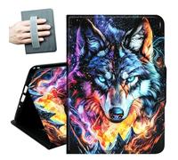 Case for Samsung Galaxy Tab S10 Lite/ S10 FE/ S9 FE 5G 10.9 Inch/Galaxy Tab S9 11 Inch 2023,with Hand Straps and Auto Wake/Sleep Leather Multiple Angles Stand Smart Cover,Fire Wolfs