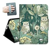 Case for Samsung Galaxy Tab S10 Lite/ S10 FE/ S9 FE 5G 10.9 Inch/Galaxy Tab S9 11 Inch 2023,with Hand Straps and Auto Wake/Sleep Leather Multiple Angles Stand Smart Cover,Woodland Owls