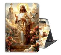 Case for Samsung Galaxy Tab S10 Lite / S10 FE / S9 FE 5G / S9 Tablet Case 10.9''/ 11'' Protective Sleeves,PU Leather Folio Multi-Angle Stand Cover w/Auto Wake/Sleep,Jesus Christ Rose Garden