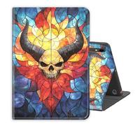 Case for Samsung Galaxy Tab S10 Lite / S10 FE / S9 FE 5G / S9 Tablet Case 10.9''/ 11'' Protective Sleeves,PU Leather Folio Multi-Angle Stand Cover w/Auto Wake/Sleep,Demon Skull Flame