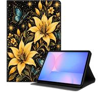 Case for Samsung Galaxy Tab S10 Lite / S10 FE / S9 FE 5G / S9 Tablet Case 10.9''/ 11'', Slim PU Leather Folio Cover with Auto Wake/Sleep, Multi-Angle Stand Cover, Lily and Butterfly Art