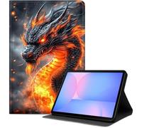 Case for Samsung Galaxy Tab S10 Lite / S10 FE / S9 FE 5G / S9 Tablet Case 10.9''/ 11'', Slim PU Leather Folio Cover with Auto Wake/Sleep, Multi-Angle Stand Cover, Fire Dragon Head Portrait