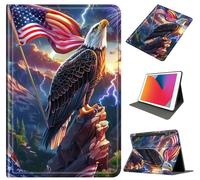 Case for Samsung Galaxy Tab S10 Plus 12.4 Inch 2024 (SM-X820,X826B)/TAB S9 Plus (X810/X816B/X818U), PU Leather Stand Cover with Auto Wake/Sleep & Shockproof for Tab S9 FE+, Eagle Flag