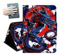 Case for Samsung Galaxy Tab S10+ Plus 2024/ S9 FE+ Plus/ S9+ Plus 12.4" 2023,with Hand Straps and Auto Wake/Sleep PU Leather Slim Multiple Angles Stand Smart Cover,Blue Dragon