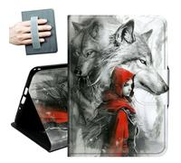 Case for Samsung Galaxy Tab S10+ Plus 2024/ S9 FE+ Plus/ S9+ Plus 12.4" 2023,with Hand Straps and Auto Wake/Sleep PU Leather Slim Multiple Angles Stand Smart Cover,Animal Wolf