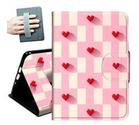 Case for Samsung Galaxy Tab S10+ Plus 2024/ S9 FE+ Plus/ S9+ Plus 12.4" 2023,with Hand Straps and Auto Wake/Sleep PU Leather Slim Multiple Angles Stand Smart Cover,Love Hearts Checkered
