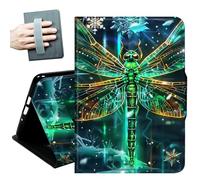 Case for Samsung Galaxy Tab S10+ Plus 2024/ S9 FE+ Plus/ S9+ Plus 12.4" 2023,with Hand Straps and Auto Wake/Sleep PU Leather Slim Multiple Angles Stand Smart Cover,Green Dragonfly