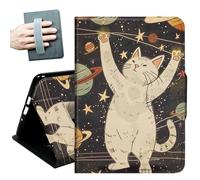 Case for Samsung Galaxy Tab S10+ Plus 2024/ S9 FE+ Plus/ S9+ Plus 12.4" 2023,with Hand Straps and Auto Wake/Sleep PU Leather Slim Multiple Angles Stand Smart Cover,Cosmic Cat