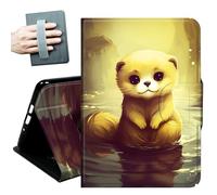 Case for Samsung Galaxy Tab S10+ Plus 2024/ S9 FE+ Plus/ S9+ Plus 12.4" 2023,with Hand Straps and Auto Wake/Sleep PU Leather Slim Multiple Angles Stand Smart Cover,Cute Otter