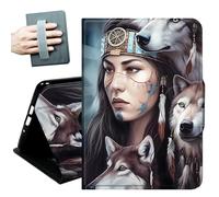 Case for Samsung Galaxy Tab S10+ Plus 2024/ S9 FE+ Plus/ S9+ Plus 12.4" 2023,with Hand Straps and Auto Wake/Sleep PU Leather Slim Multiple Angles Stand Smart Cover,Grey Three Wolves