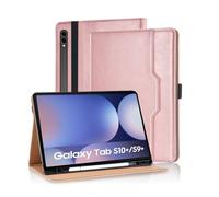 Case for Samsung Galaxy Tab S10+ Plus 2024 /S9 FE+/S9+ Plus 2023 12.4 Inch PU Leather Folio Flip Cover Multi-Angle Viewing Smart Stand Cover with Pocket Auto Wake/Sleep - Rose gold