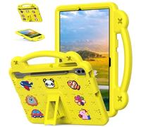 Case for Samsung Galaxy Tab S10+ Plus (2024)/S9+ Plus/S8 Plus/S7FE 12.4 inch 2023 Friendly, Handle with Stand, with S Pen Holder, Cute DIY Cartoon, EVA Foam Lightweight Shockproof Tablet Cover, Yellow