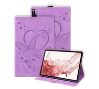 Case for Samsung Galaxy Tab S10+ Plus 2024/ Tab S9+ Plus 2023 12.4 inch Shockproof with S-Pen Holder Love Heart Butterfly Stand Cover for Galaxy Tab S9+ / S10+, Auto Wake/Sleep - Purple