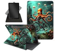 Case for Samsung Galaxy Tab S10 Plus/ S9 FE Plus/ S9 Plus 5G Tablet 12.4'' Case,360 Degree Rotating Stand Protective Cover with Auto Up/Sleep Feature for Tab S10 Plus,Cute Octopus Riding Bicycle