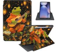 Case for Samsung Galaxy Tab S10 Plus/ S9 FE Plus/ S9 Plus 5G Tablet 12.4'' Case, PU Leather Stand Cover with Auto Sleep/Wake, Shockproof TPU Back, Frog Playing Guitar Cartoon