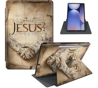 Case for Samsung Galaxy Tab S10 Plus/ S9 FE Plus/ S9 Plus 5G Tablet 12.4'' Case, PU Leather Stand Cover with Auto Sleep/Wake, Shockproof TPU Back, Hand with Jesus Message