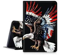 Case for Samsung Galaxy Tab S10 Plus/ S9 FE Plus/ S9 Plus 5G Tablet 12.4" PU Leather Smart Protective Cover with Auto Sleep/Wake,Bald Eagle with American Flag