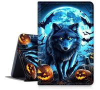 Case for Samsung Galaxy Tab S10 Plus/ S9 FE Plus/ S9 Plus 5G Tablet 12.4" PU Leather Smart Protective Cover with Auto Sleep/Wake,Blue Wolf with Glowing Eyes