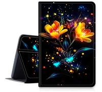 Case for Samsung Galaxy Tab S10 Plus/ S9 FE Plus/ S9 Plus 5G Tablet 12.4" PU Leather Smart Protective Cover with Auto Sleep/Wake,Flowers with Glowing Fireflies