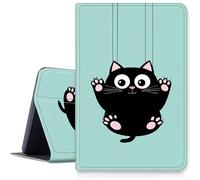 Case for Samsung Galaxy Tab S10 Plus/ S9 FE Plus/ S9 Plus 5G Tablet 12.4" PU Leather Smart Protective Cover with Auto Sleep/Wake,Cute Cartoon Black Cat