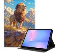Case for Samsung Galaxy Tab S10 Plus/ S9 FE Plus/ S9 Plus 5G Tablet 12.4'', Slim PU Leather Folio Cover with Auto Wake/Sleep, Multi-Angle Stand Cover, Lion on Mountain Cliff
