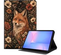 Case for Samsung Galaxy Tab S10 Plus/ S9 FE Plus/ S9 Plus 5G Tablet 12.4'', Slim PU Leather Folio Cover with Auto Wake/Sleep, Multi-Angle Stand Cover, Fox in Floral Frame