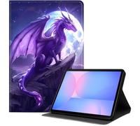 Case for Samsung Galaxy Tab S10 Plus/ S9 FE Plus/ S9 Plus 5G Tablet 12.4'', Slim PU Leather Folio Cover with Auto Wake/Sleep, Multi-Angle Stand Cover, Purple Moon Dragon