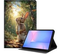 Case for Samsung Galaxy Tab S10 Plus/ S9 FE Plus/ S9 Plus 5G Tablet 12.4'', Slim PU Leather Folio Cover with Auto Wake/Sleep, Multi-Angle Stand Cover, Rabbit in Sunlit Woods