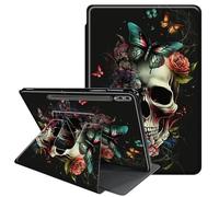 Case for Samsung Galaxy Tab S10 Ultra 14.6" with S Pen Holder-360 Degree Rotating Multi-Angle Viewing Protective Cover with Auto Sleep&Wake for Tab S9 Ultra/S8 Ultra,Skulls Art Butterflies