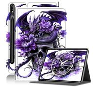 Case for Samsung Galaxy Tab S10 Ultra (2024), Galaxy Tab S9 Ultra Case (2023), Galaxy Tab S8 Ultra Case (2022) 14.6-Inch with S Pen Holder & Auto Wake/Sleep Tab S10 Ultra Case, Purple Dragon Skull