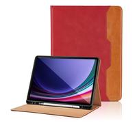 Case for Samsung Galaxy Tab S10 Ultra / S9 Ultra 14.6 inch 2023 SM-X920/X926B/X910/X916B Bussiness Cover with Pocket & Pencil Holder, Hand Strap, Auto Wake/Sleep -Red