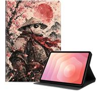 Case for Samsung Galaxy Tab S11 11-inch 2025, Slim PU Leather Folio Cover with Auto Wake/Sleep, Shockproof TPU Back, Multi-Angle Stand Cover for Work School, Red Samurai Warrior