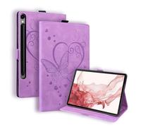 Case for Samsung Galaxy Tab S11 2025 10.9 inch Shockproof with S-Pen Holder Love Heart Butterfly Stand Cover for Samsung Galaxy Tab S11 Tablet, Auto Wake/Sleep - Purple