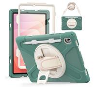 Case for Samsung Galaxy Tab S11 5G 11 Inch 2025 Model (SM-X730/X736B) Built-in Screen Protector,Hybrid Bumper Kickstand Cover Shockproof Case with Shoulder Strap Protective Cover(Dark green)