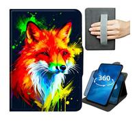 Case for Samsung Galaxy Tab S11 Ultra 5G 14.6 inch 2025 Release 360 Degree Rotating Stand Lightweight Cover with Auto Wake/Sleep,Magnetic Clasp & Hand Strap - Colorful Red Fox