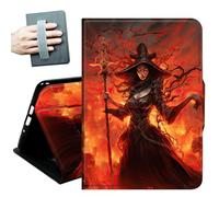 Case for Samsung Galaxy Tab S11 Ultra 5G 14.6 Inch 2025,with Hand Straps and Auto Wake/Sleep PU Leather Slim Multiple Angles Stand Smart Cover for Samsung Tab S11 Ultra,Flames Skull