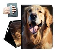 Case for Samsung Galaxy Tab S11 Ultra 5G 14.6 Inch 2025,with Hand Straps and Auto Wake/Sleep PU Leather Slim Multiple Angles Stand Smart Cover for Samsung Tab S11 Ultra,Golden Retriever Puppy Dog